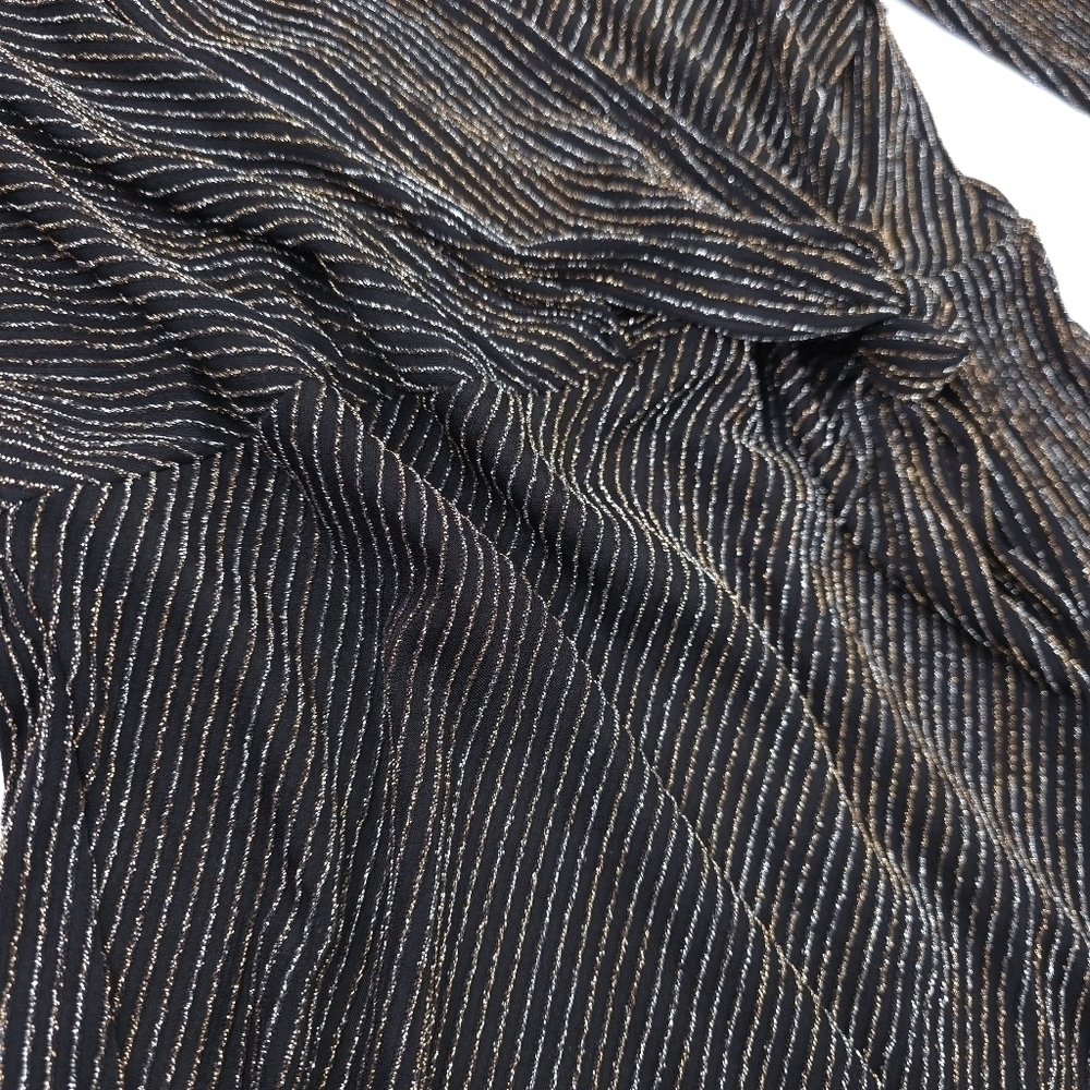 Row A Dark Brown Elegant Silver and Gold Shimmer Stripe Women's Dress Sz XL - Picture 8 of 10